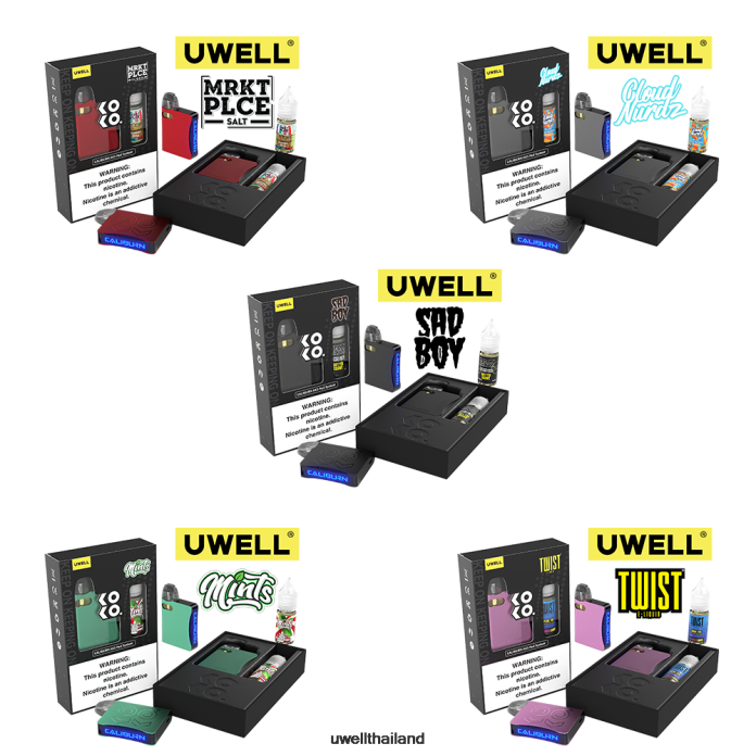 UWELL CALIBURN AK3 ชุด + a3s 0.8ohm พ็อด (x2) + daddy\'s vapour 10ml เกลือ 50 มก. VPTB245 crl: แดง/flv: ฟูจิ แพร์ แมงโกเบอร์รี่ - UWELL E Cigarette