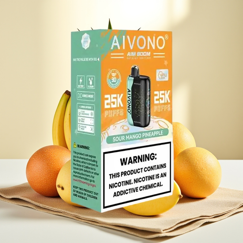 Aivono Aim Boom 25000 Puffs มะม่วงสับปะรดเปรี้ยว 28ml 650mAh Type-C