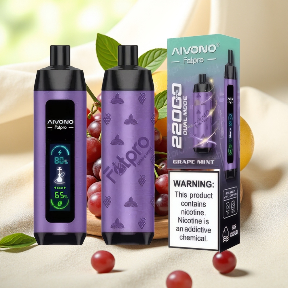 Aivono AIM FATPRO 22000 Puffs 0-5% นิโคติน 28ml 10 รสชาติ 600mah Grape Mint
