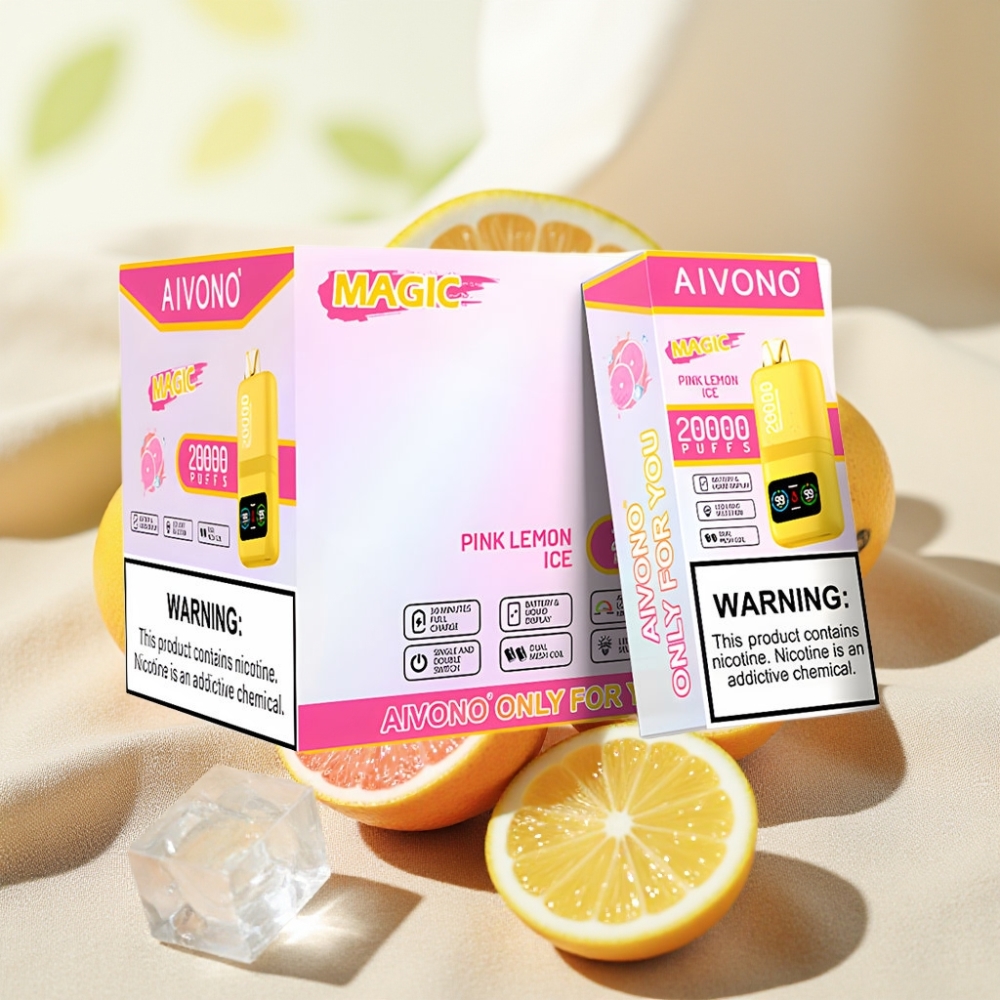 Aivono AIM MAGIC 20000 พัฟ สีชมพูเลมอนน้ำแข็ง 26ml 5% Type-C