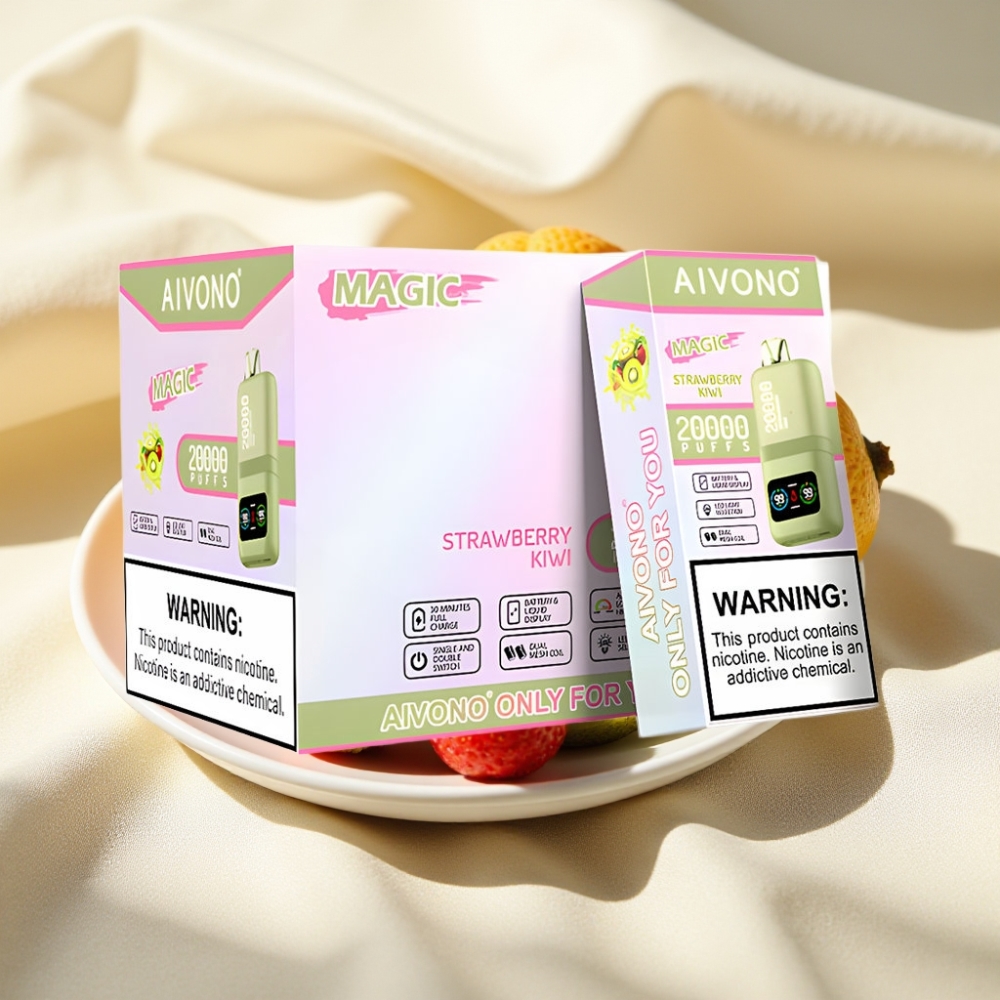 Aivono AIM MAGIC 20000 Puffs สตรอเบอร์รี่กีวี 26ml 5% Nicotine Dual คอยล์ตาข่ายs