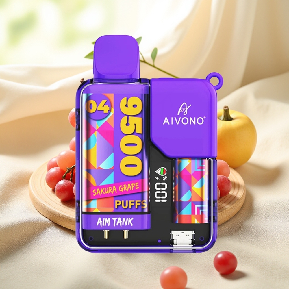 Aivono AIM-TANK 9500 พัฟ 18ml 650mAh แสกุระเกรป