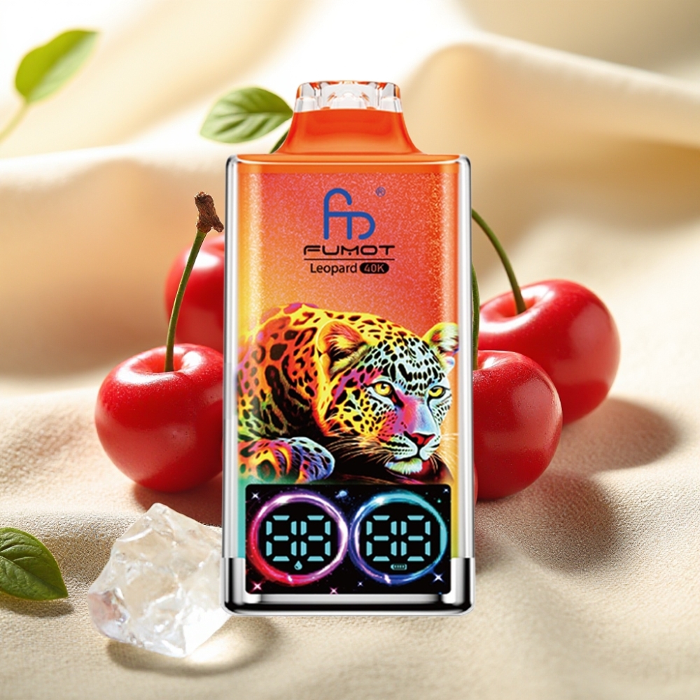 Fumot Leopard 40K พัฟส์ รสเชอร์รี่ไอซ์ แบตเตอรี่ 700mAh Dual Mesh Type-C