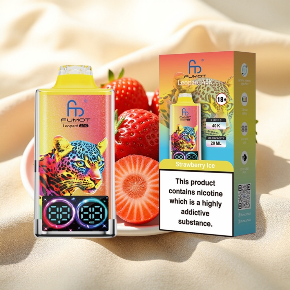 Fumot Leopard 40K Puffs สตรอเบอร์รี่ไอซ์ 2% 5% 700mAh Dual Mesh Type-C
