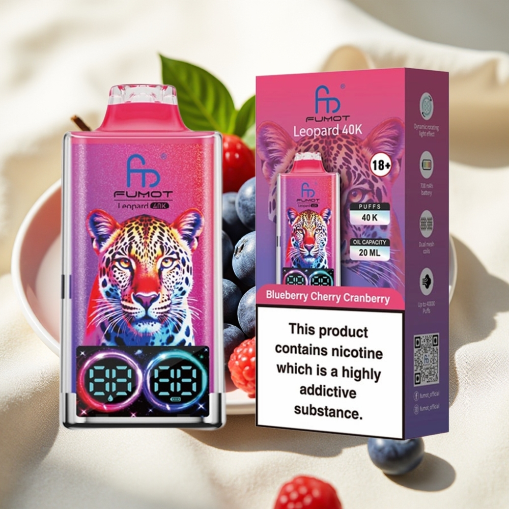 Fumot Leopard 40K Puffs บลูเบอร์รี เชอร์รี แครนเบอร์รี 2% 700mAh Dual Mesh Type-C