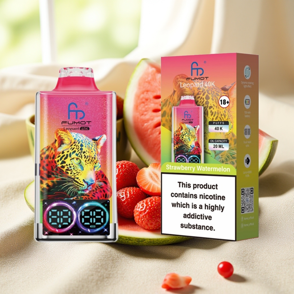Fumot Leopard 40K Puffs สตรอว์เบอร์รีวอเตอร์เมลอน แบต 700mAh Dual Mesh Type-C