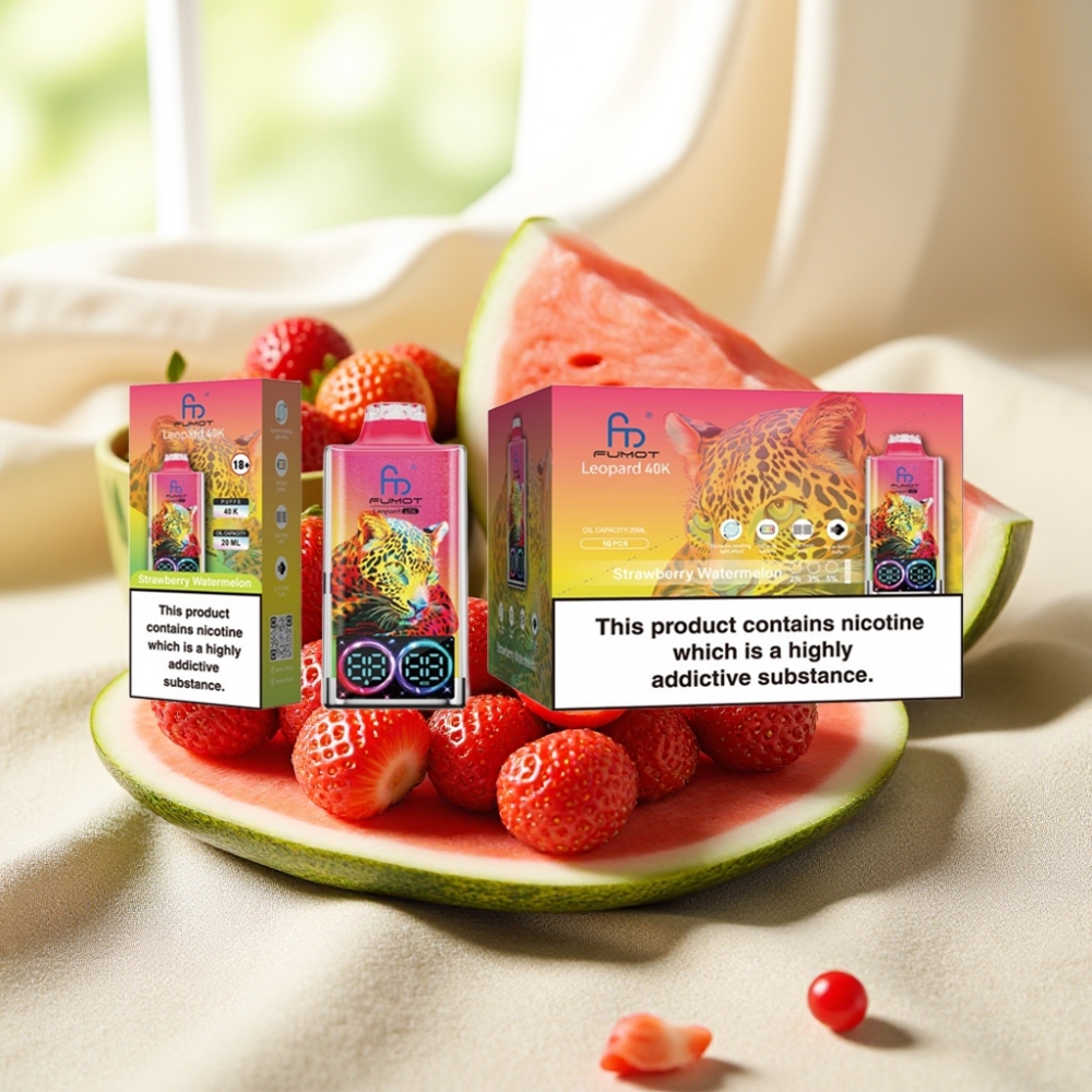 Fumot Leopard 40K Puffs สตรอว์เบอร์รีวอเตอร์เมลอน แบต 700mAh Dual Mesh Type-C