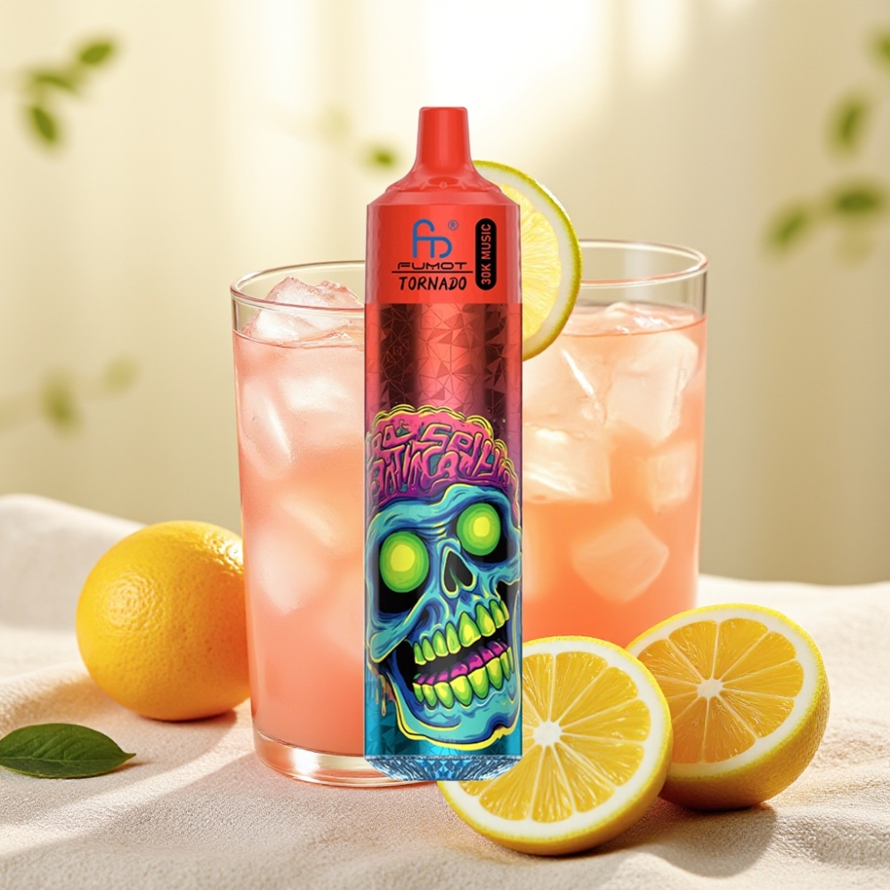 Fumot RandM Tornado 30000 พัฟ สีชมพูเลมอนเนด 30mL 2% 5% 1.0 Ohm 600mAh