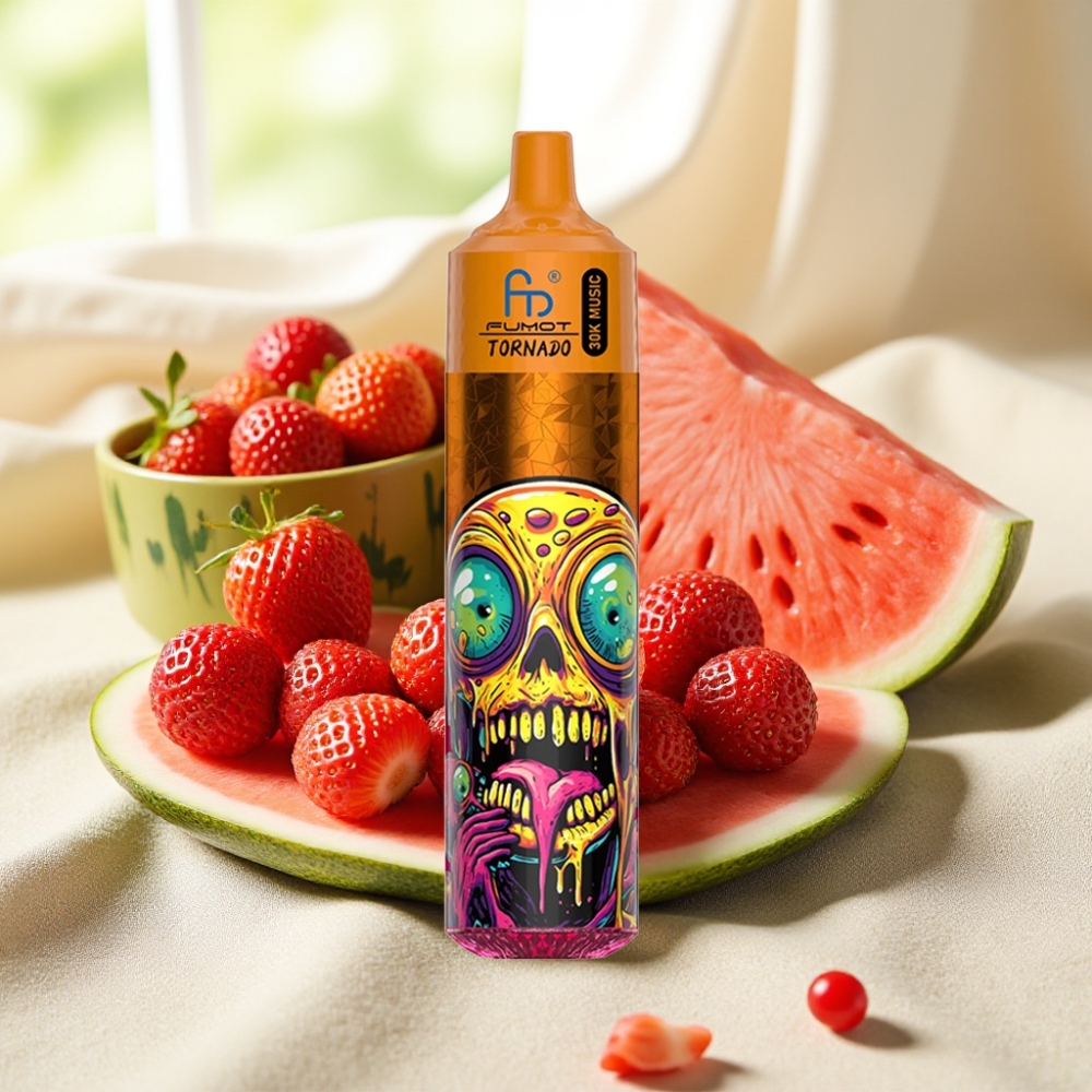 Fumot RandM Tornado 30000 พัฟ สตรอว์เบอร์รี่วอเตอร์เมลอน 30mL 5% 1.0Ω