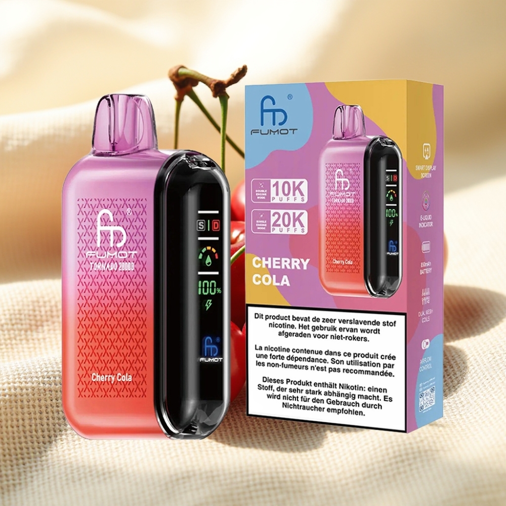 Fumot Tornado 20000 พัฟ Cherry Cola Dual คอยล์ตาข่าย 20ml 850mAh