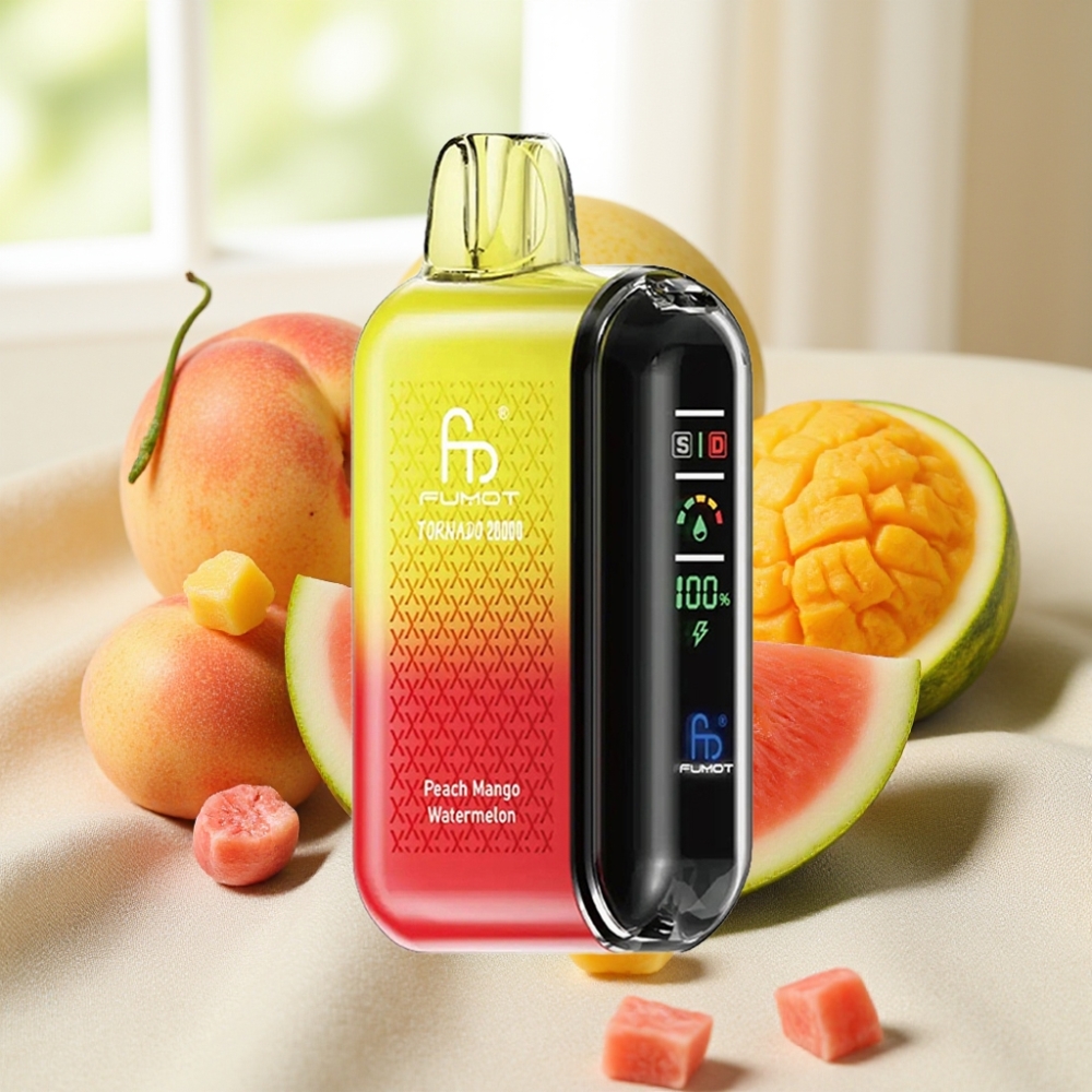 Fumot Tornado 20000 พัฟ Dual คอยล์ตาข่าย 20ml 850mAh พีช มะม่วง แตงโม