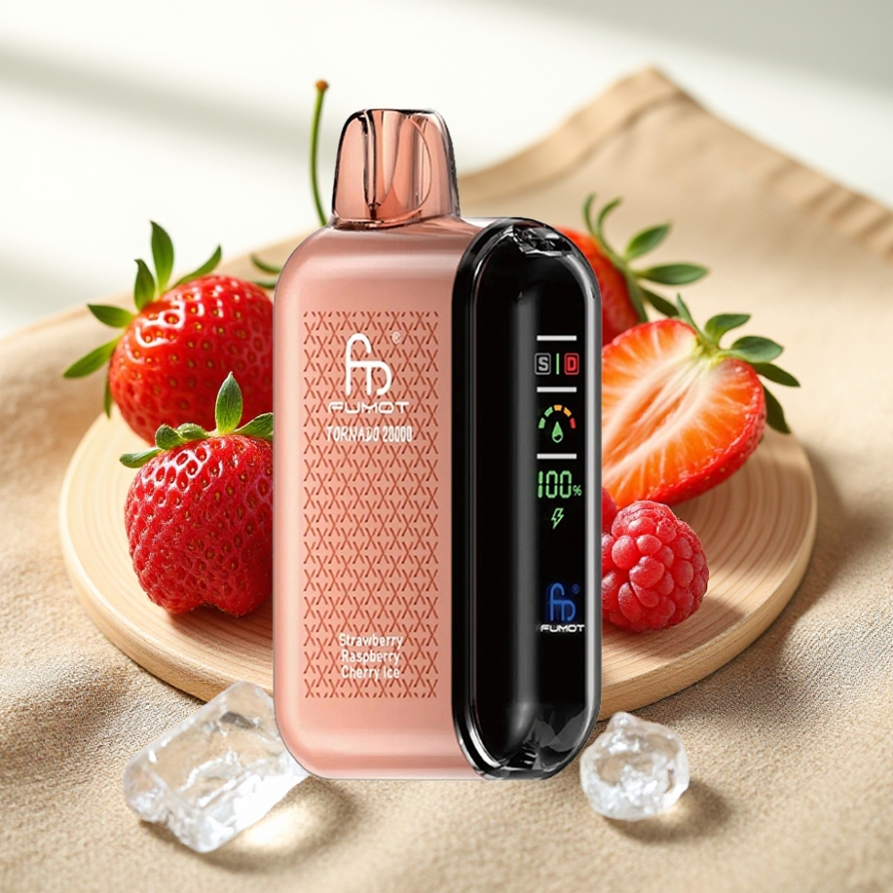 Fumot Tornado 20000 พัฟ Dual Mesh 20ml สตรอเบอร์รี่ ราสเบอร์รี่ เชอร์รี่ ไอซ์