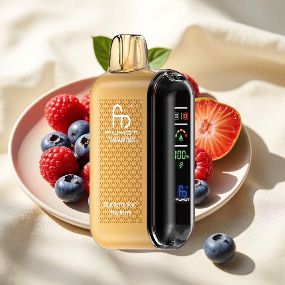 Fumot Tornado 20000 Puffs ดับเบิลเมชคอยล์ 20ml บลูเบอร์รีซาวร์ราสเบอร์รี 850mAh