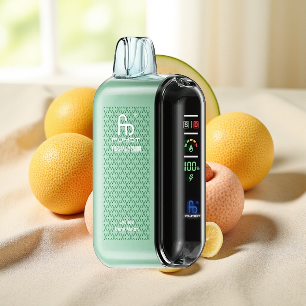 Fumot Tornado 20000 Puffs ลิ้นจี่แฮมเมโลน แบตเตอรี่ 850mAh 20ml