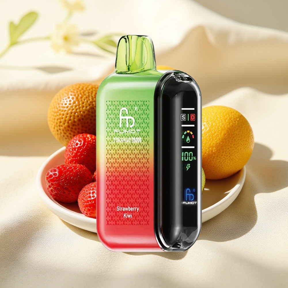 Fumot Tornado 20000 Puffs สตรอเบอร์รี่กีวี Dual คอยล์ตาข่าย 20ml 850mAh
