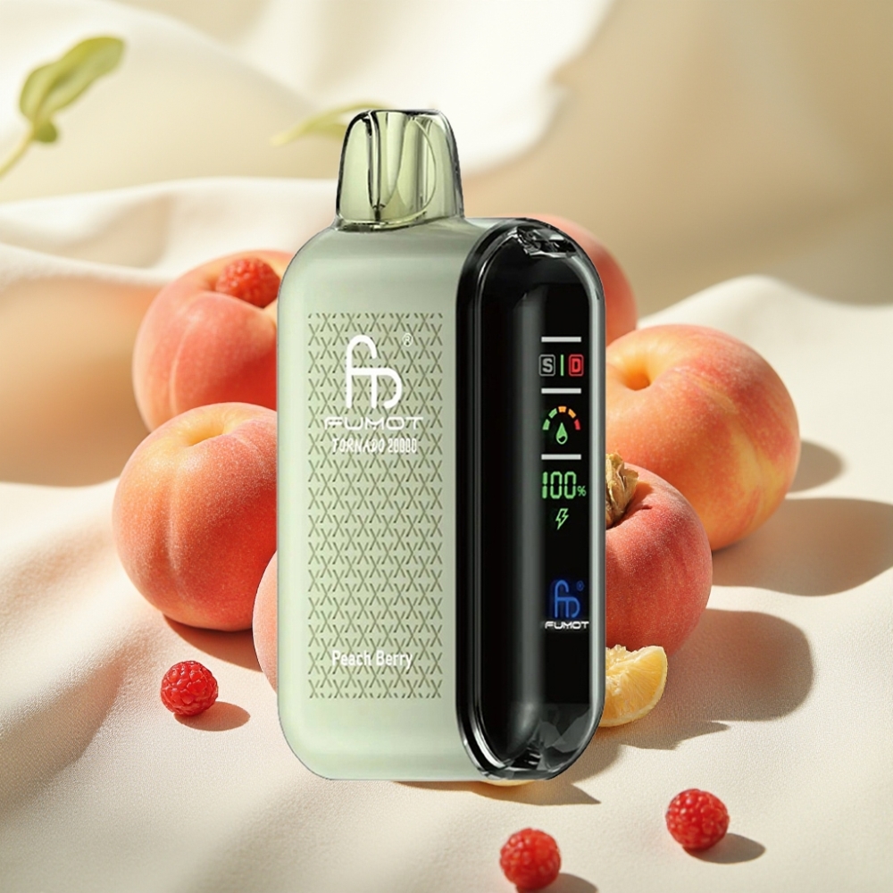 Fumot Tornado 20000 Puffs พีชเบอร์รี่ Dual คอยล์ตาข่าย 20ml 850mAh