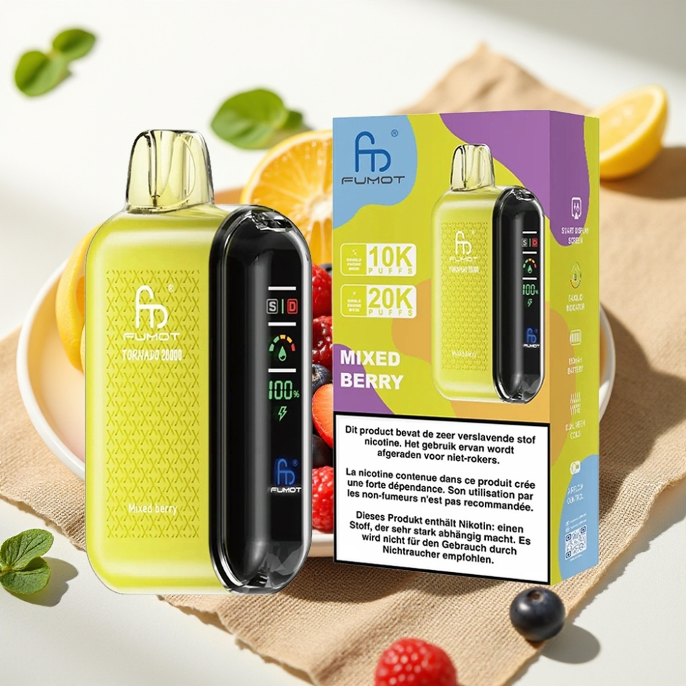 Fumot Tornado 20000 Puffs Dual คอยล์ตาข่าย 20ml Mixed Berry