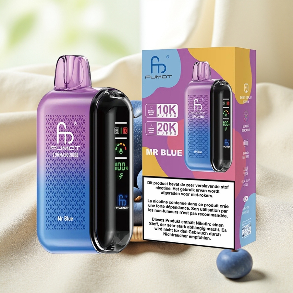 Fumot Tornado 20000 Puffs Mr Blue ดิสเพลย์เบิล 20ml 850mAh 2%