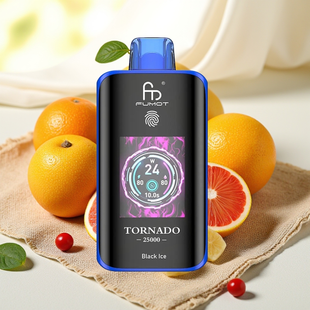 Fumot Tornado 25000 พัฟ หน้าจอ HD แบตเตอรี่ 700mAh Black Ice