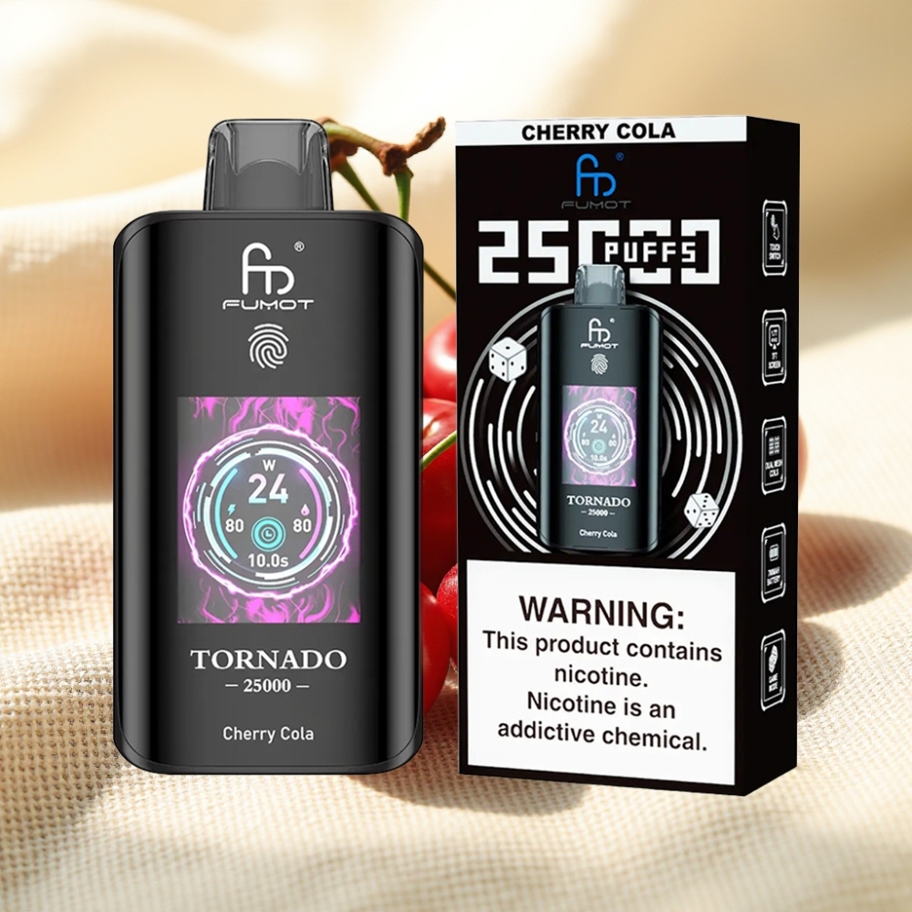 Fumot Tornado 25000 พัฟ HD Screen 700mAh Cherry Cola