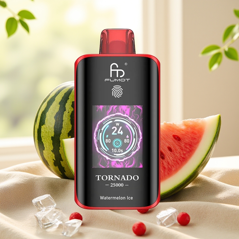 Fumot Tornado 25000 Puffs แตงโมไอซ์ จอภาพคมชัด แบตเตอรี่ 700mAh น้ำยา 20ml