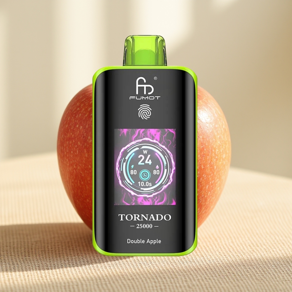 Fumot Tornado 25000 Puffs Double Apple (แอปเปิ้ลคู่) จอ HD แบต 700mAh Type-C