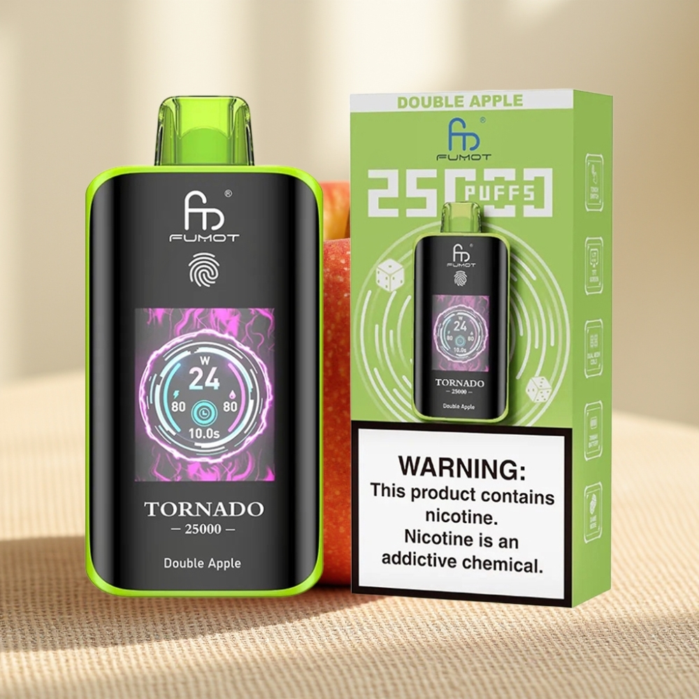 Fumot Tornado 25000 Puffs Double Apple (แอปเปิ้ลคู่) จอ HD แบต 700mAh Type-C