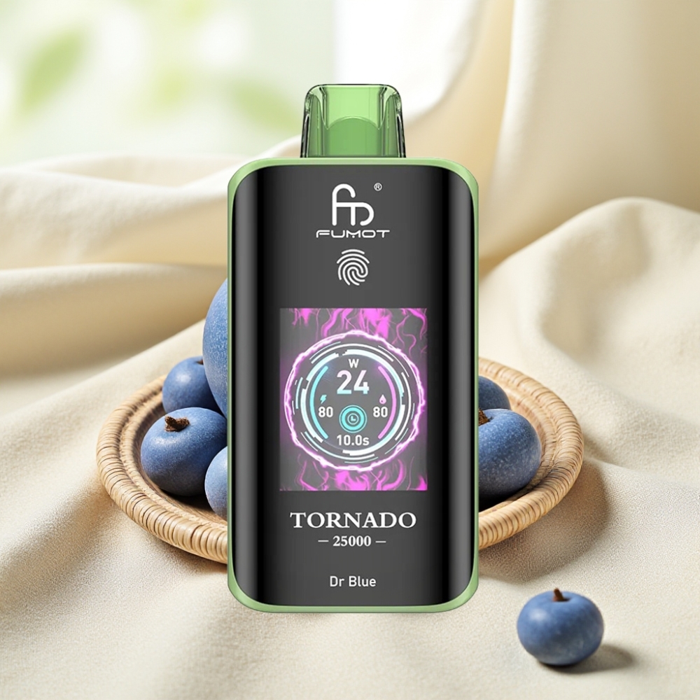 Fumot Tornado 25000 Puffs Dr Blue หน้าจอ HD แบตเตอรี่ 700mAh น้ำยาบุหรี่ไฟฟ้า 20ml