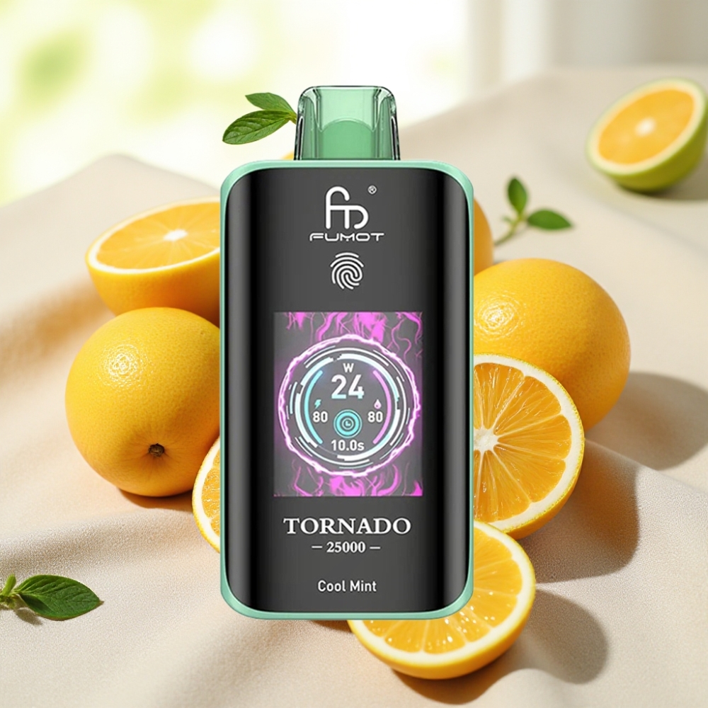 Fumot Tornado 25000 Puffs หน้าจอ HD แบตเตอรี่ 700mAh น้ำยาหมด 20ml คูลมินต์