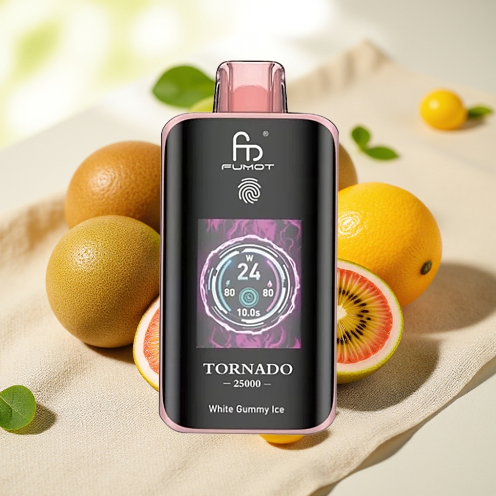 Fumot Tornado 25000 Puffs หน้าจอ HD แบตเตอรี่ 700mAh น้ำยาจุ 20ml รสกิ้วีเสาวรสฝรั่ง