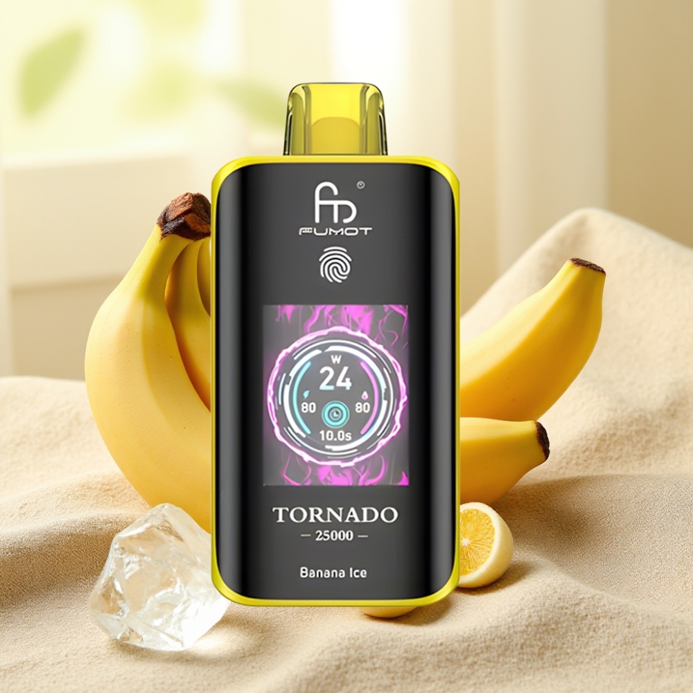 Fumot Tornado 25000 Puffs กล้วยไอซ์ จอHD แบต700mAh น้ำยา20ml Type-C