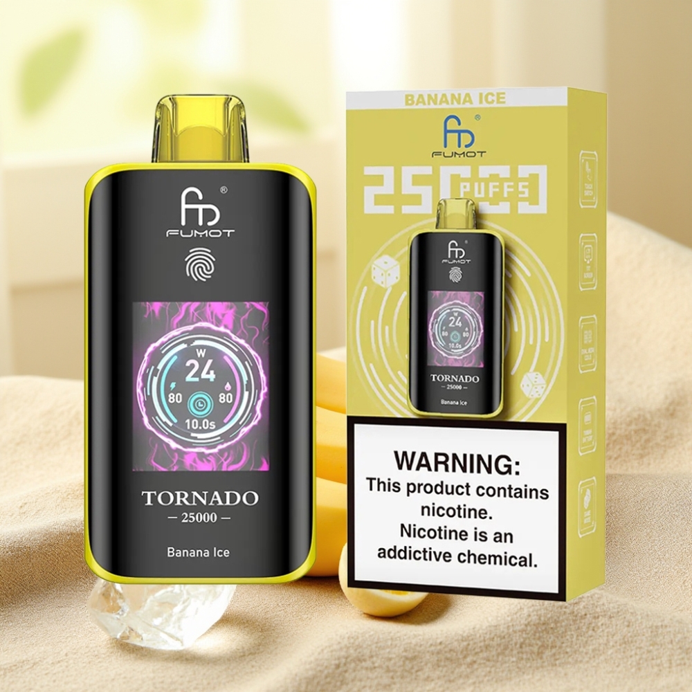 Fumot Tornado 25000 Puffs กล้วยไอซ์ จอHD แบต700mAh น้ำยา20ml Type-C