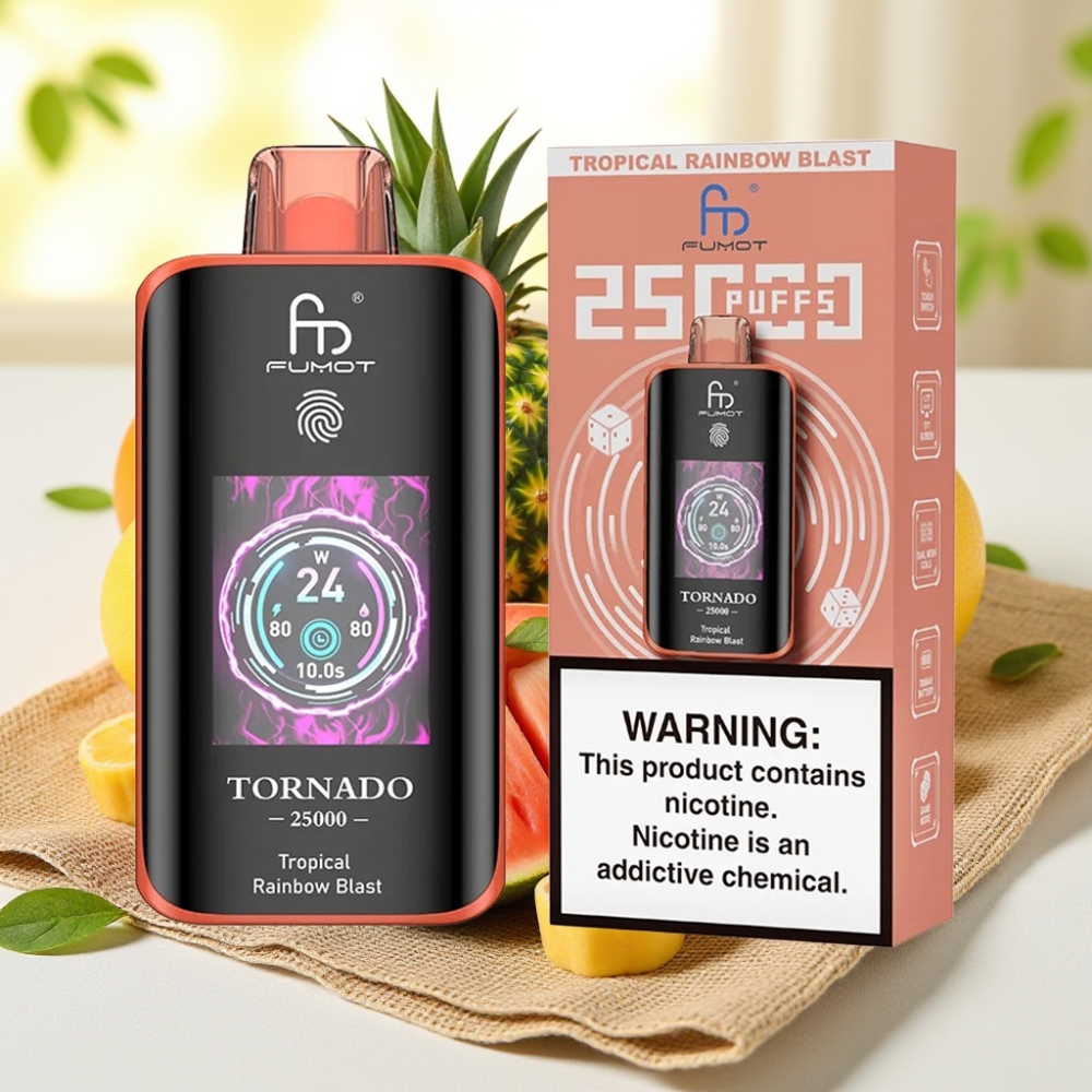 Fumot Tornado 25000 Puffs สายรุ้งทรอปิคอล HD Screen 20ml Type-C