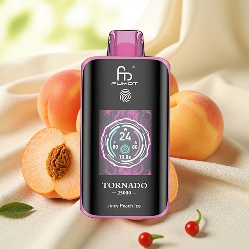 Fumot Tornado 25000 Puffs Juicy Peach Ice HD Screen 700mAh Type-C