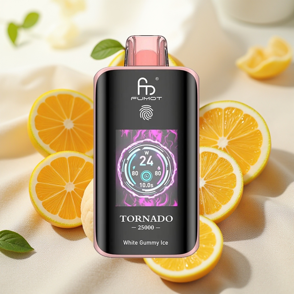 Fumot Tornado 25000 พัฟ White Gummy Ice แบต 700mAh จอ HD