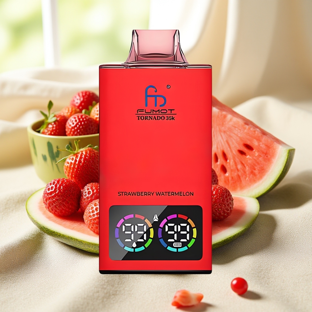 Fumot Tornado 35K สตรอว์เบอร์รีวอเตอร์เมลอน 15ml Dual คอยล์ตาข่าย 700mAh USB-C
