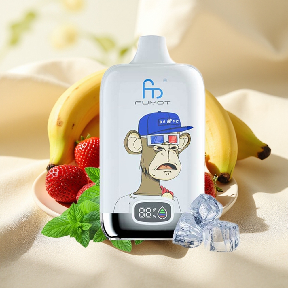 Fumot Tornado Digital Box 12000 Puffs สตรอว์เบอร์รี่กล้วย 20ml 550mAh Type-C