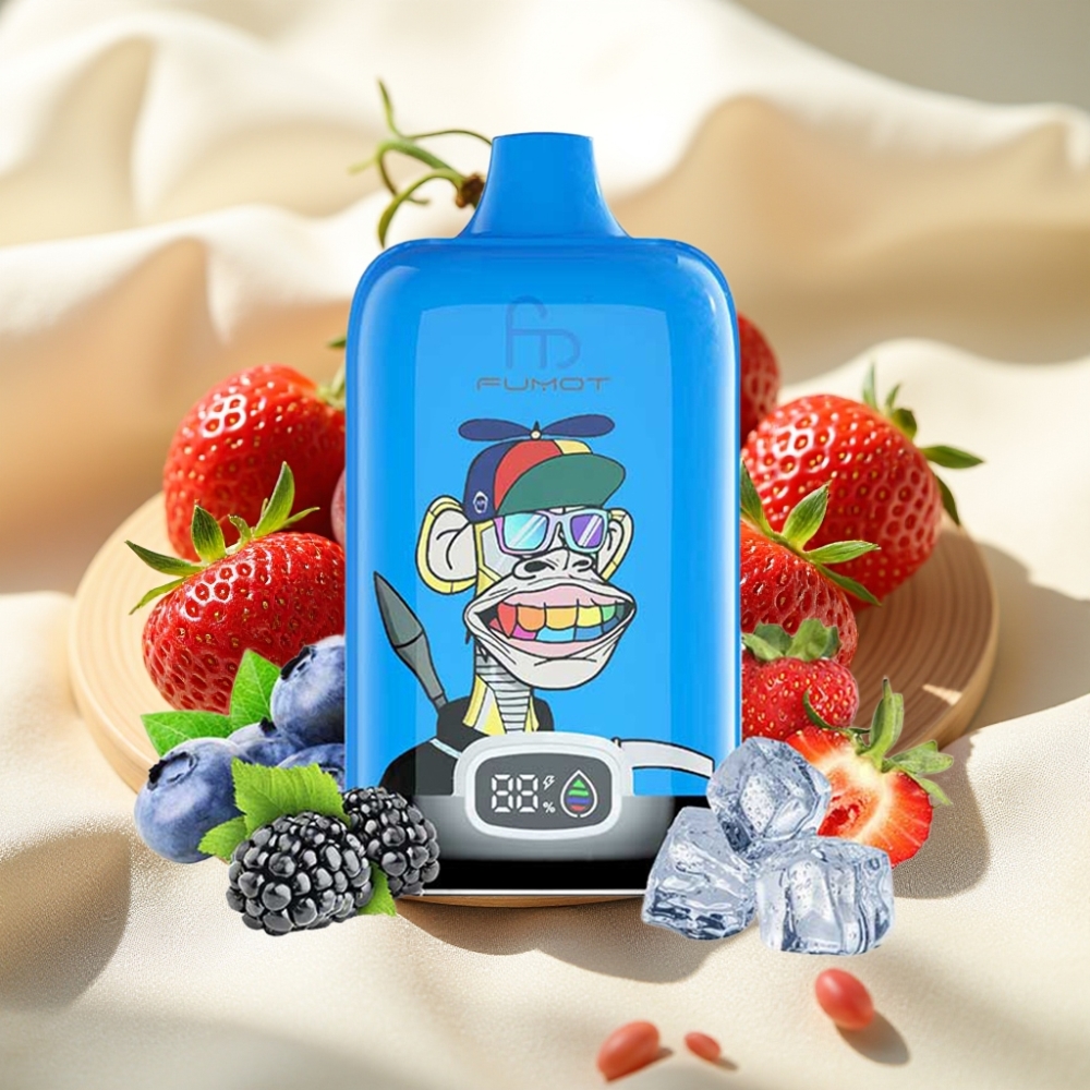 Fumot Tornado Digital Box 12000 Puffs สตรอเบอร์รี่องุ่น 20ml Mesh 550mAh