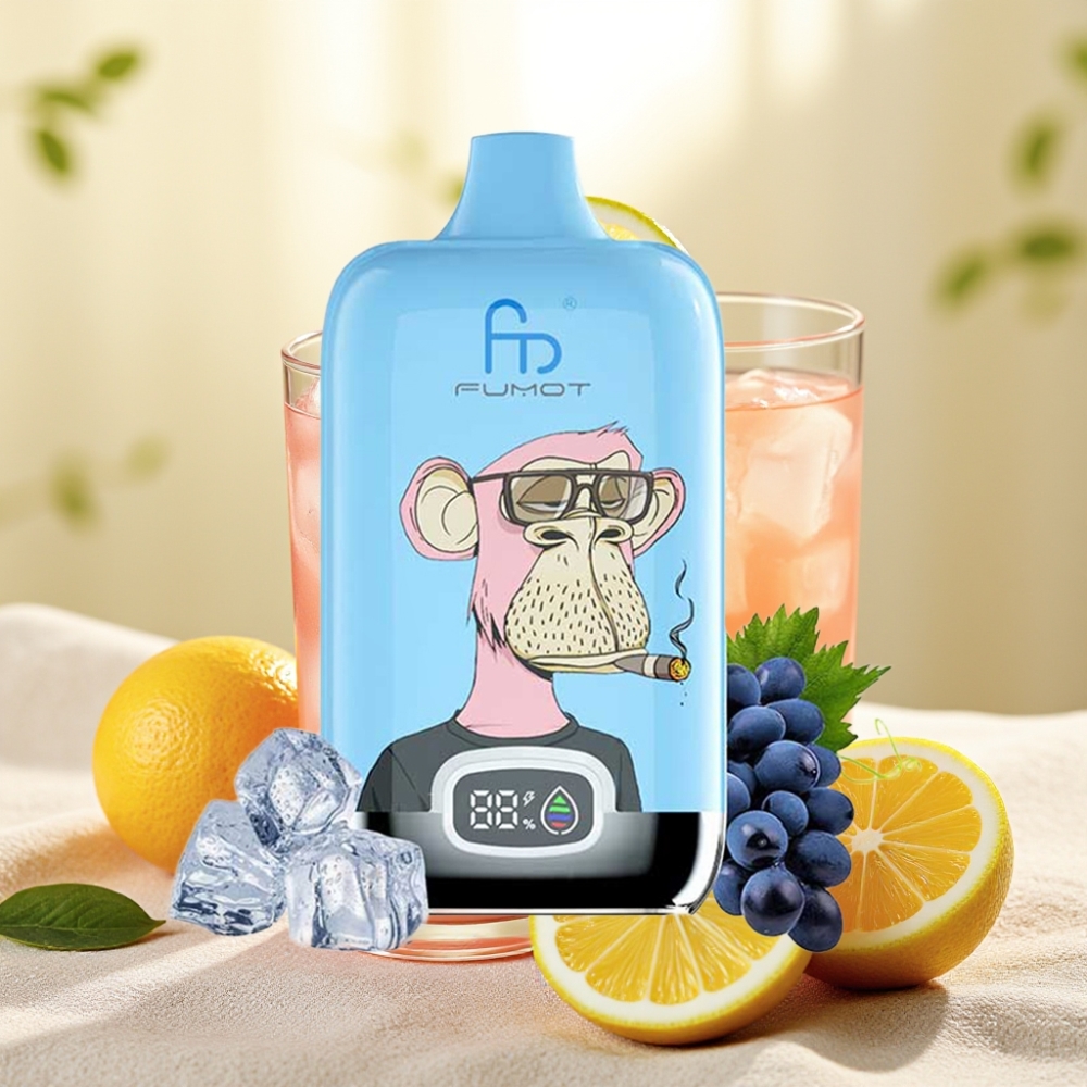 Fumot Tornado Digital Box 12000 Puffs สีชมพูเลมอนเนด 20ml คอยล์ตาข่าย Type-C