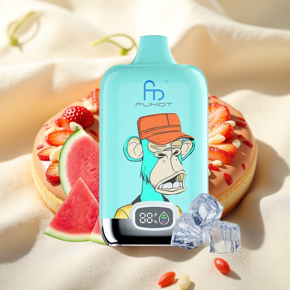 Fumot Tornado Digital Box 12000 Puffs สตรอว์เบอร์รีโดนัท 20ml คอยล์ตาข่าย Type-C