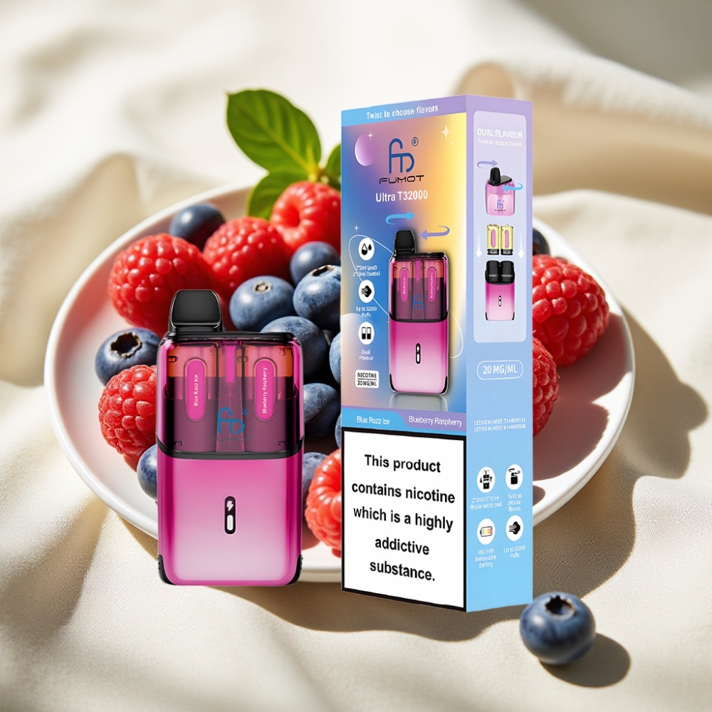 Fumot Ultra T32000 32000 พัฟ Blue Razz Ice บลูเบอร์รี่ราสเบอร์รี่ 800mAh 24ml Type-C