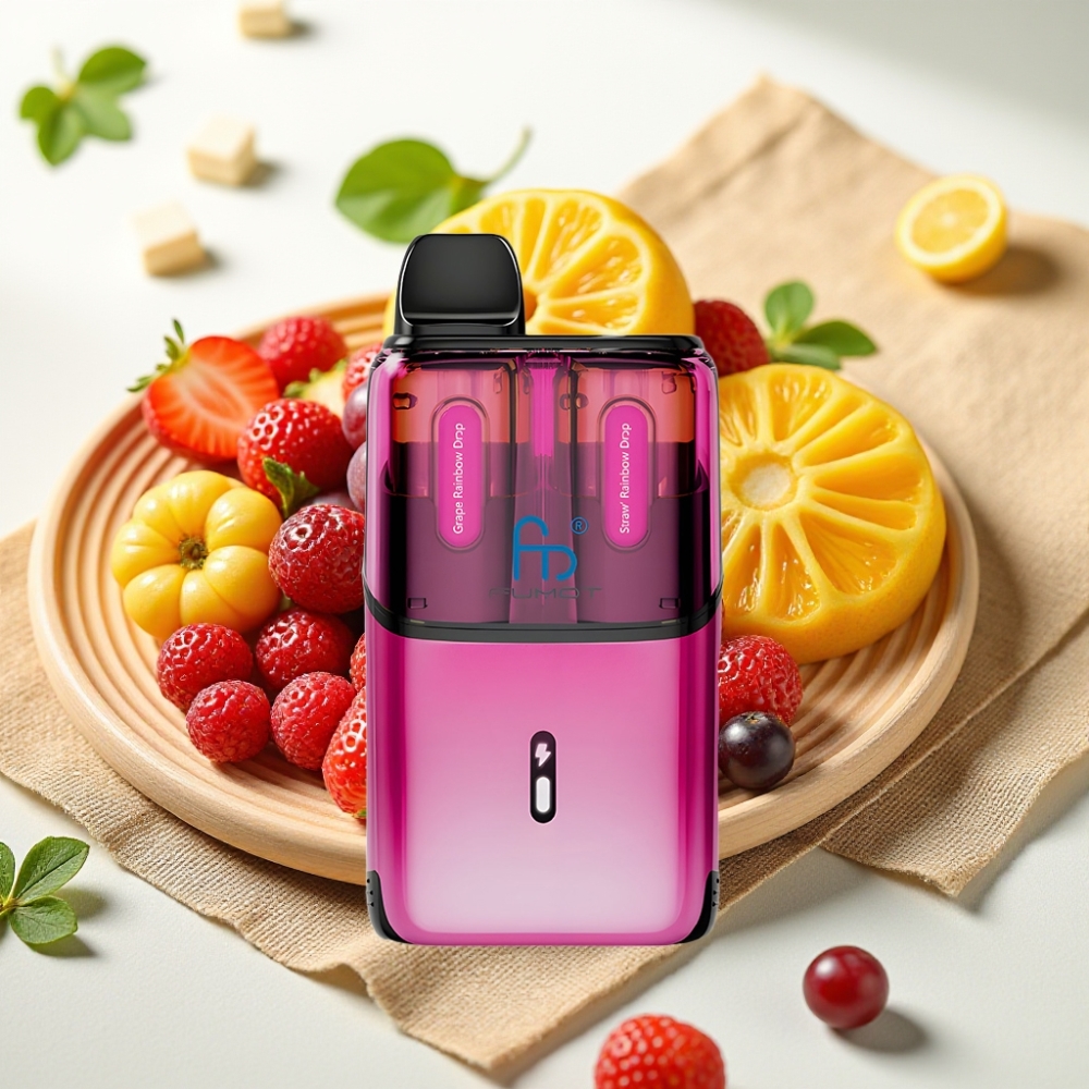Fumot Ultra T32000 แบบใช้แล้วทิ้ง Vape องุ่นสายรุ้ง - สตอเบอร์รี่สายรุ้ง 32000 พัฟ 800mAh 24ml
