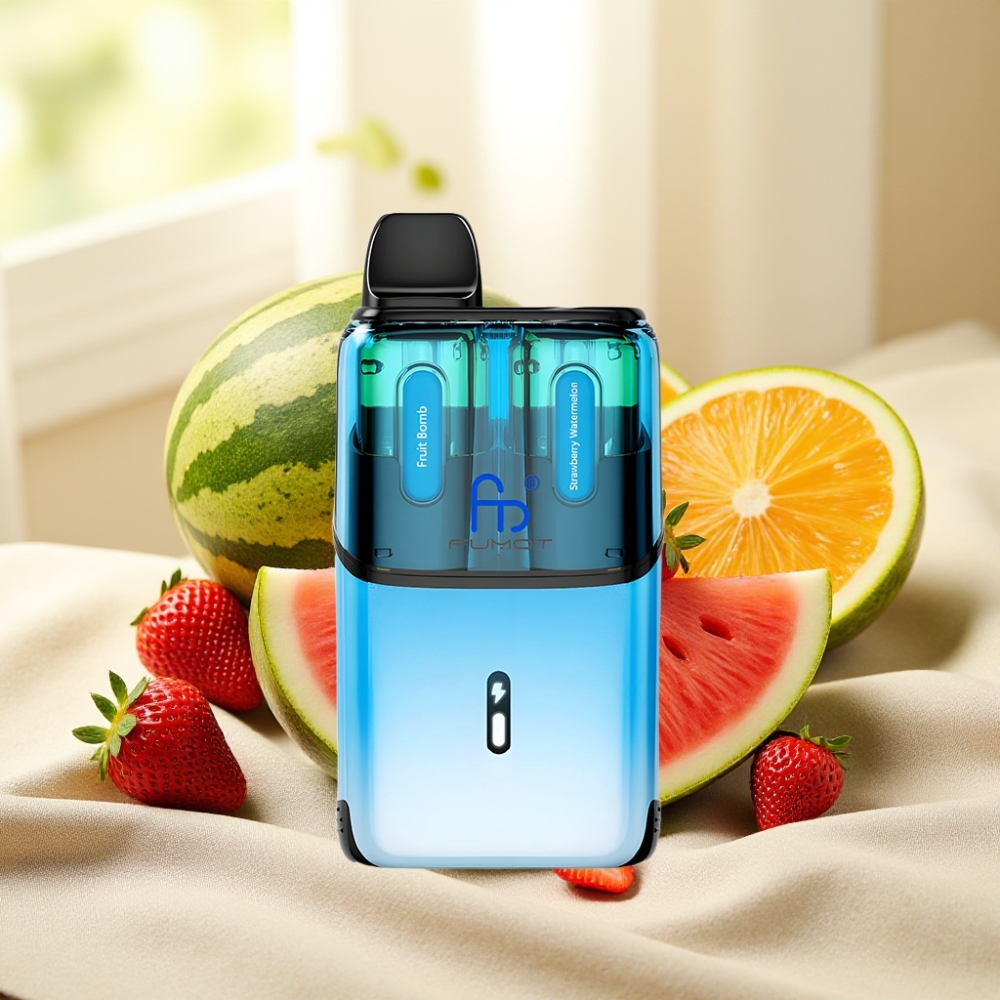 Fumot Ultra T32000 แบบใช้แล้วทิ้ง Vape Fruit Bomb - สตรอว์เบอร์รี่แตงโม พัฟ 32000 แบต 800mAh Type-C