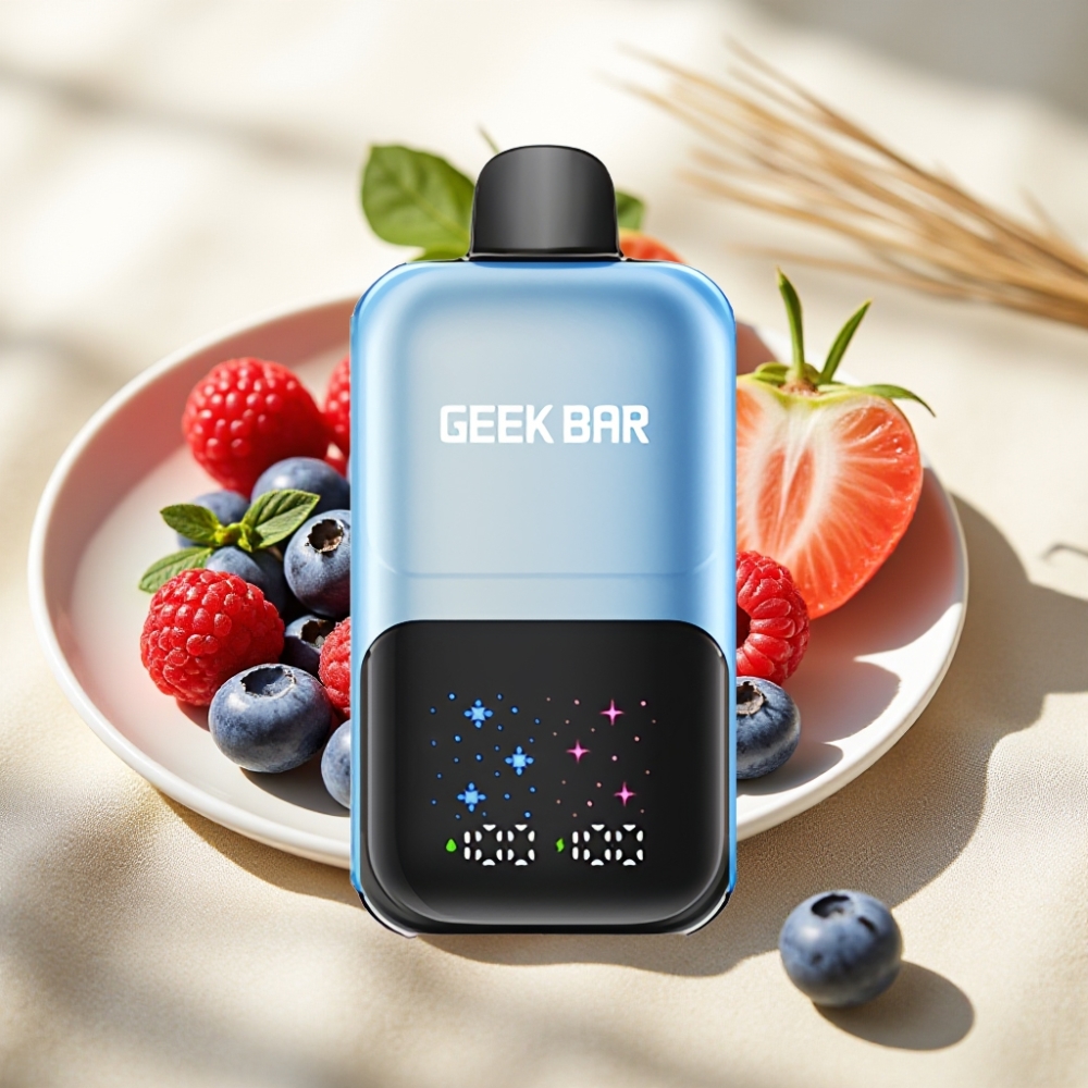 GEEK BAR 2GO 50000 Puffs 20mL บลูเบอร์รีราสเบอร์รี่ไอซ์ แบตเตอรี่ชาร์จได้ 5% นิโคติน