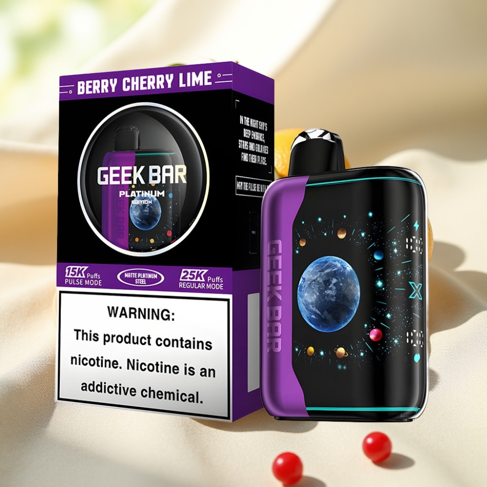 GEEK BAR Platinum Edition 25000 พัฟ เบอร์รี่เชอร์รี่ไลม์ แบตเร็ว USB-Type C ดวลเมชคอยล์