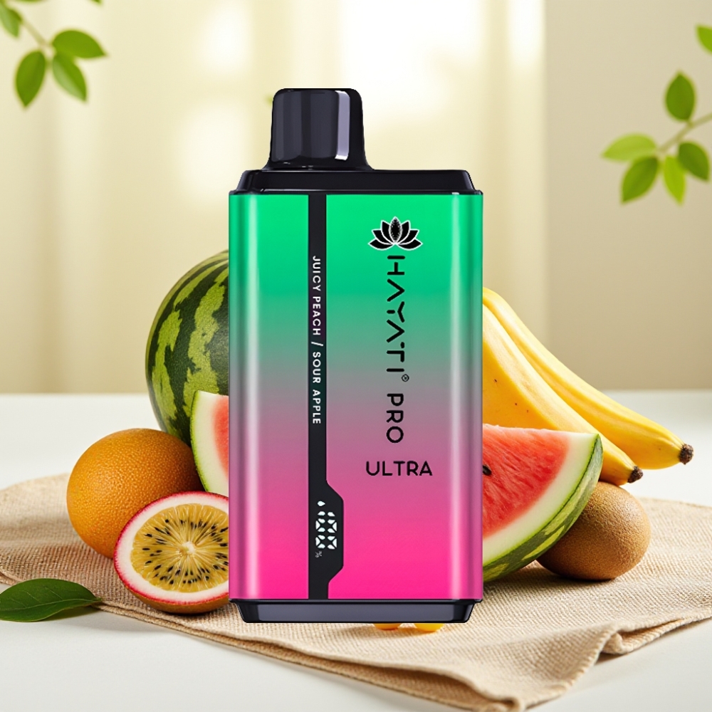 Hayati Pro Ultra 15000 Puffs แบบน้ำแตงโมกีวีเสาวรส แบตเตอรี่ 850mAh น้ำยา 24ml