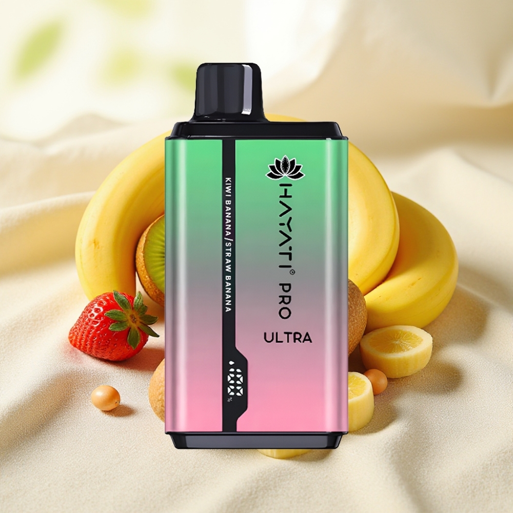 Hayati Pro Ultra 15000 Puffs กีวี กล้วย สตรอเบอร์รี่ กล้วย 850mAh 2×12ml 2%