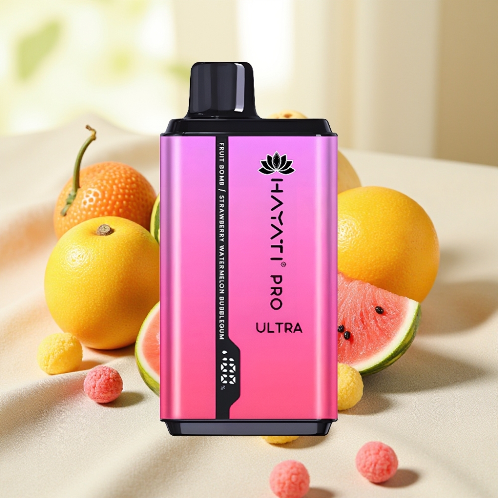 Hayati Pro Ultra 15000 Puffs ผลไม้ปะทม Straw' Watermelon Bubblegum 850mAh 2×12ml 2%