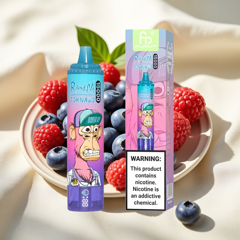 Fumot RandM Tornado 15000 พัฟ Blueberry Raspberry 25ml 850mAh คอยล์ตาข่าย