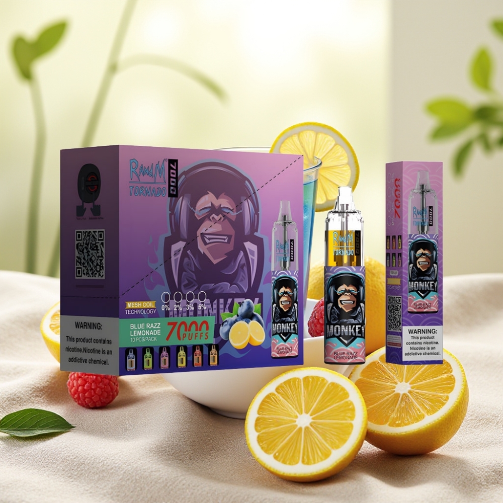 Fumot Tornado 7000 พัฟ สูบลมปรับได้ Blue Razz Lemonade 14ML 850MAH Mesh